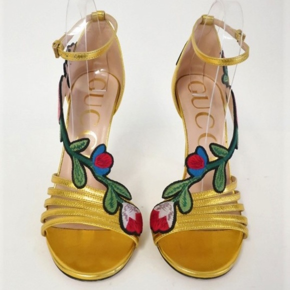 Gucci Shoes - Gucci Ophelia 105 Sandal Floral Embroidered